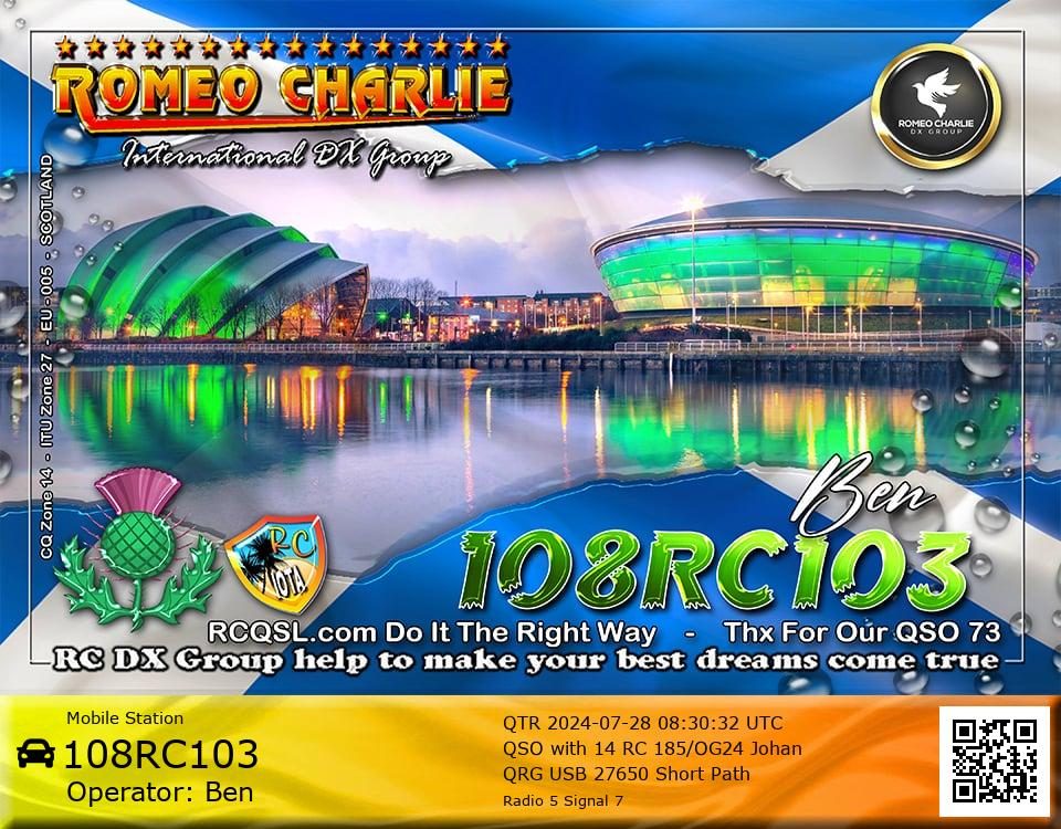 eQSL de 108RC103 BEN - Écosse 🏴