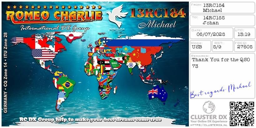 eQSL de 13RC184 MICHAEL - Allemagne 🇩🇪