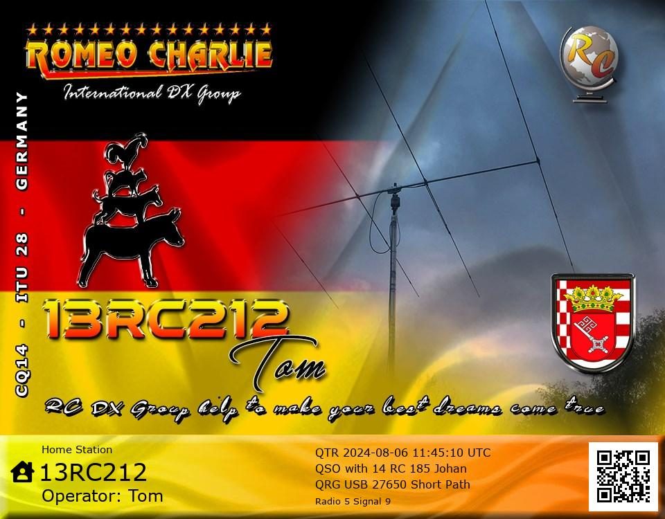eQSL de 13RC212 TOM - Allemagne 🇩🇪
