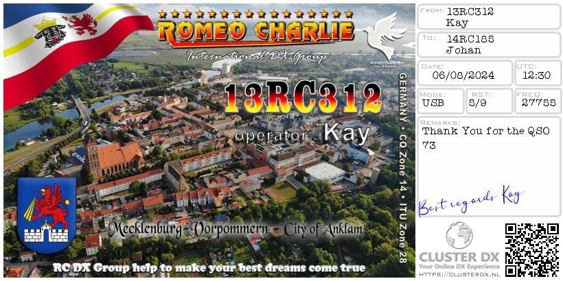 eQSL de 13RC312 KAY - Allemagne 🇩🇪