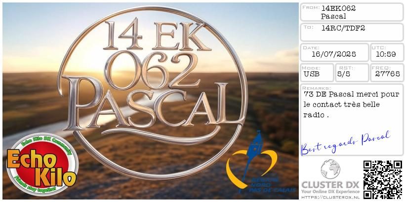 eQSL de 14EK062 PASCAL - France 🇫🇷