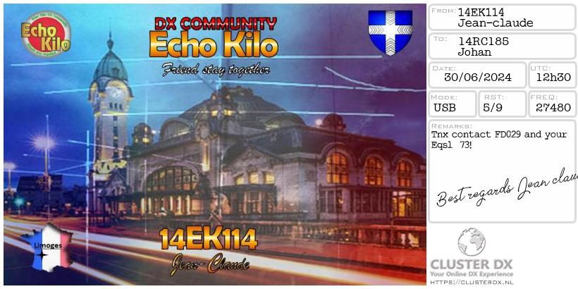 eQSL de 14EK114 JEAN CLAUDE - France 🇫🇷
