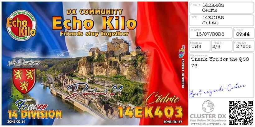 eQSL de 14EK403 CEDRIC - France 🇫🇷