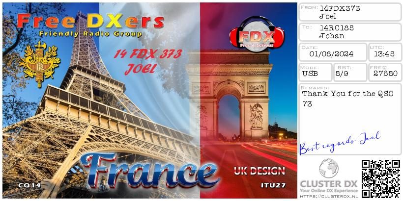 eQSL de 14FDX373 JOEL - France 🇫🇷