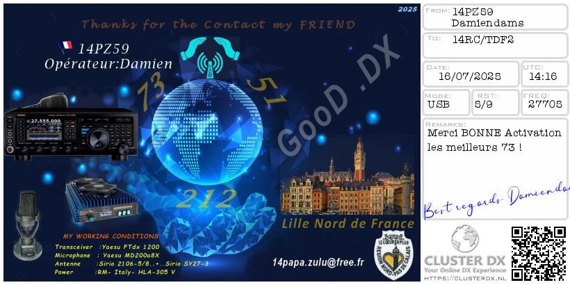 eQSL de 14PZ59 DAMIEN - France 🇫🇷