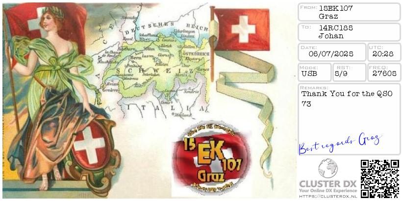 eQSL de 15EK107 GRAZ - Suisse 🇨🇭