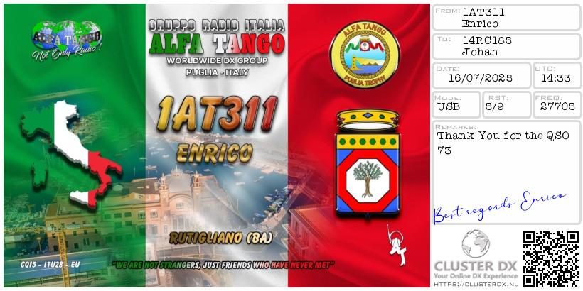 eQSL de 1AT311 ENRICO - Italie 🇮🇹