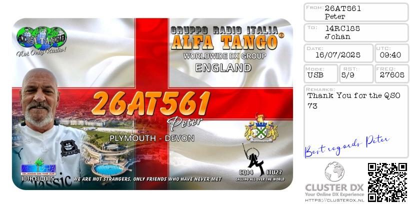 eQSL de 26AT561 PETER - Angleterre 🇬🇧