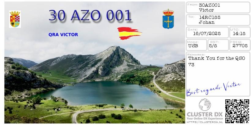 eQSL de 30AZ001 VICTOR - Espagne 🇪🇸