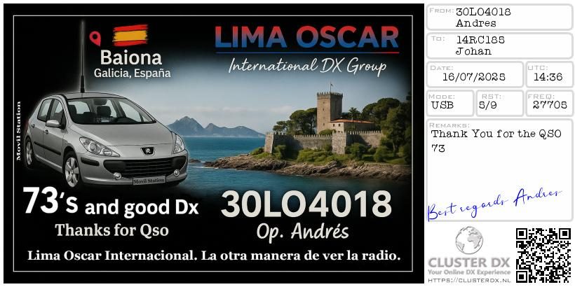 eQSL de 30LO4018 ANDRES - Espagne 🇪🇸