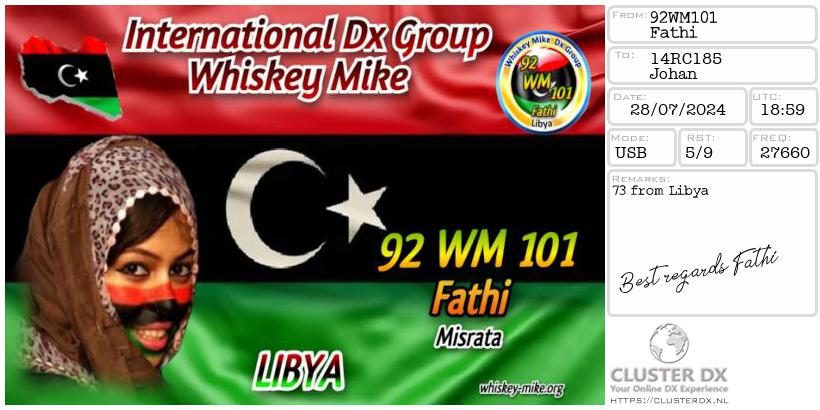eQSL de 92WM101 FATHI - Libye 🇱🇾