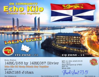 eQSL 14EK D33 BY 14EK037 OLIVIER